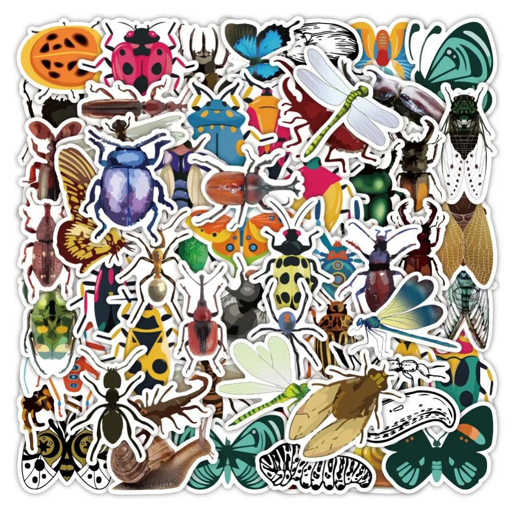 60Pcs Cartoon Cute Insect Doodle Stickers Small Animal DIY Toys Car Skateboard Laptop Graffiti Decals Sticker for Kid (ONLINE ORDER ONLY)
