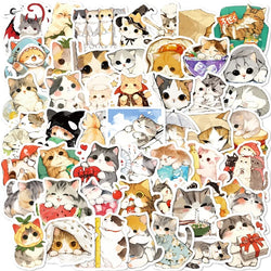 10/30/50PCS Kawaii Anime Cat Colorful PVC Sticker Aesthetic Children's Stationery DIY Decoration Scrapbooking School Supplies (Online Order Only)
