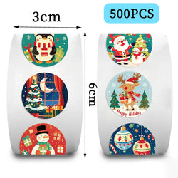 500pcs Happy Christmas Reward Stickers Corlorful Adhesive Roll Stickers Reward Chart Decorative Toy Gifts Sticker Labels (ONLINE ORDER ONLY)