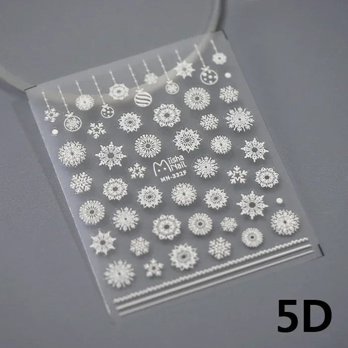 Bronzing Jelly Laser Snowflake Christmas Hot 5D Soft Embossed Relief Self Adhesive Nail Art Decoration Sticker 3D Manicure Decal (ONLINE ORDER ONLY)