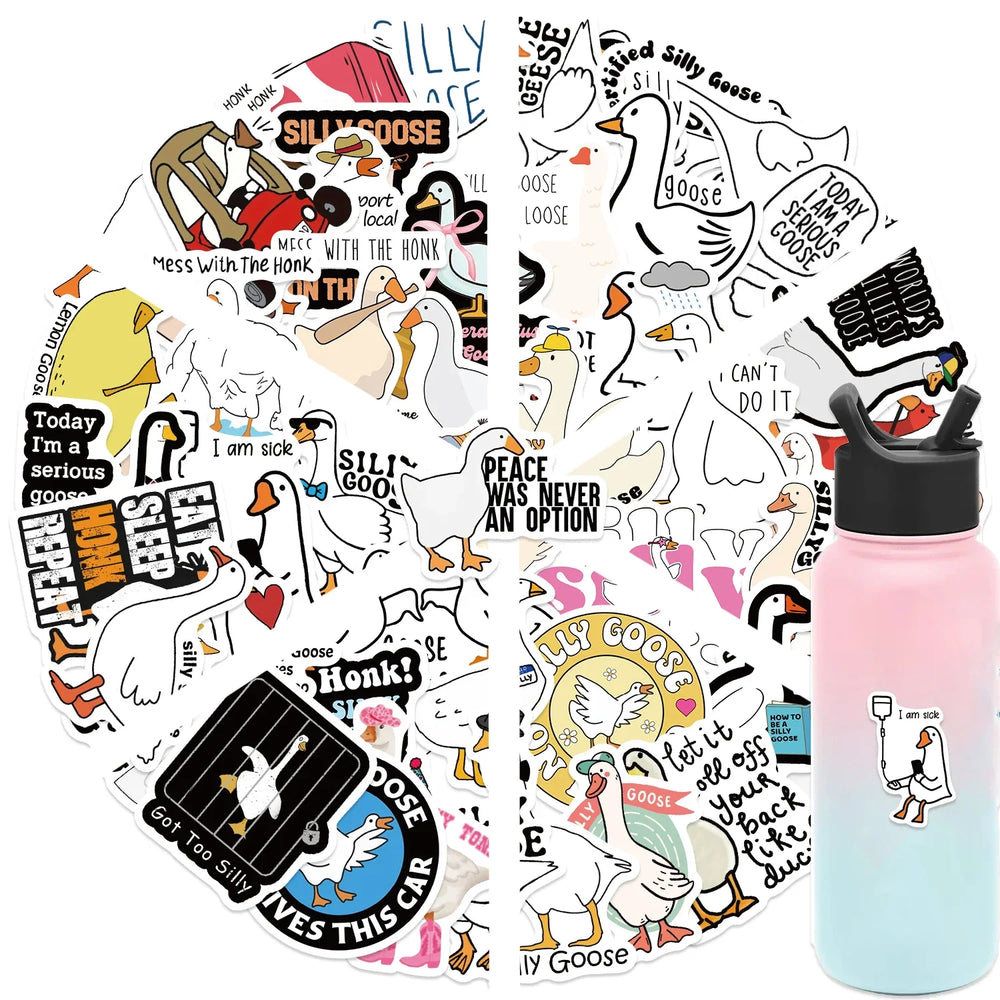 50PCS Cartoon Cute Silly Goose Sticker Decals Toys For Phone Laptop Luggage Skateboard Guitar DIY Graffiti Aesthetic Stickers (ONLINE ORDER ONLY)