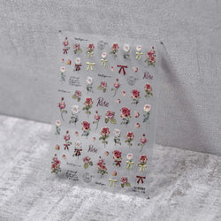 Retro Rose Flowers Bowknot Petal Romantic 5D Soft Embossed Relief Self Adhesive Nail Art Decoration Stickers 3D Manicure Decals (ONLINE ORDER ONLY)