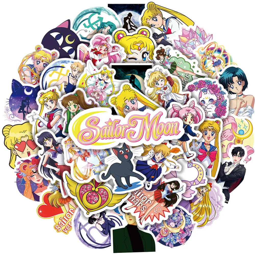 10/30/50pcs Cartoon Sailor Moon Stickers Anime Graffiti Sticker DIY Notebook Helmet Guitar Aesthetic Cute Girl Sticker Decal Toy (Online Order Only)