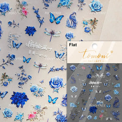 Vibrant and Lively Pullulate Purple Blue Snow Orchid Flower Garden Springtime Adhesive Nail Art Sticker Chic 3D Manicure Decals (Online Order Only)