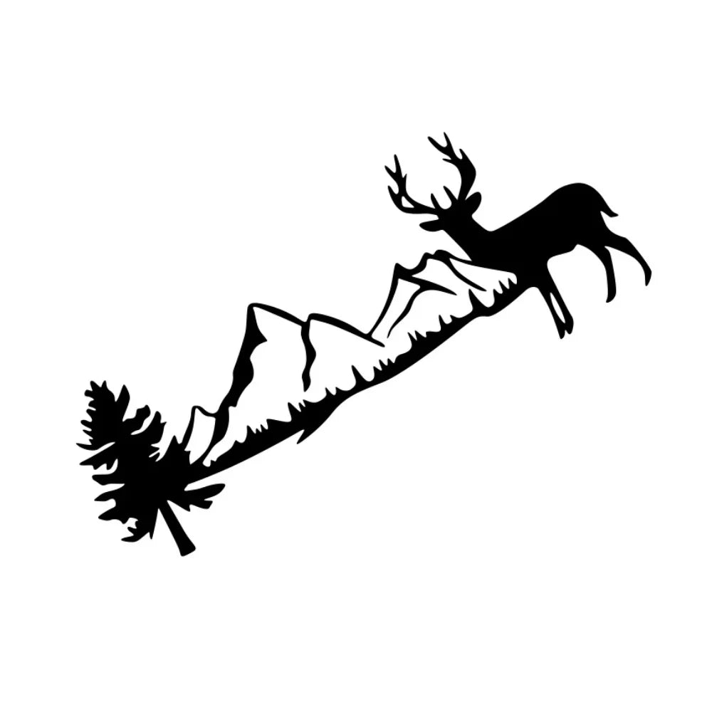 Car Mountains With Deer Decor Sticker Universal Camper Van Motorhome Caravan RV Pickup Truck SUV MPV Decal Car Sticker (Online Order Only)