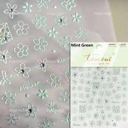 Hot Stamping Laser Silver Pink White Flower Rhinestone Pearl Irregular Petal Adhesive Nail Art Decoration Sticker Manicure Decal (ONLINE ORDER ONLY)