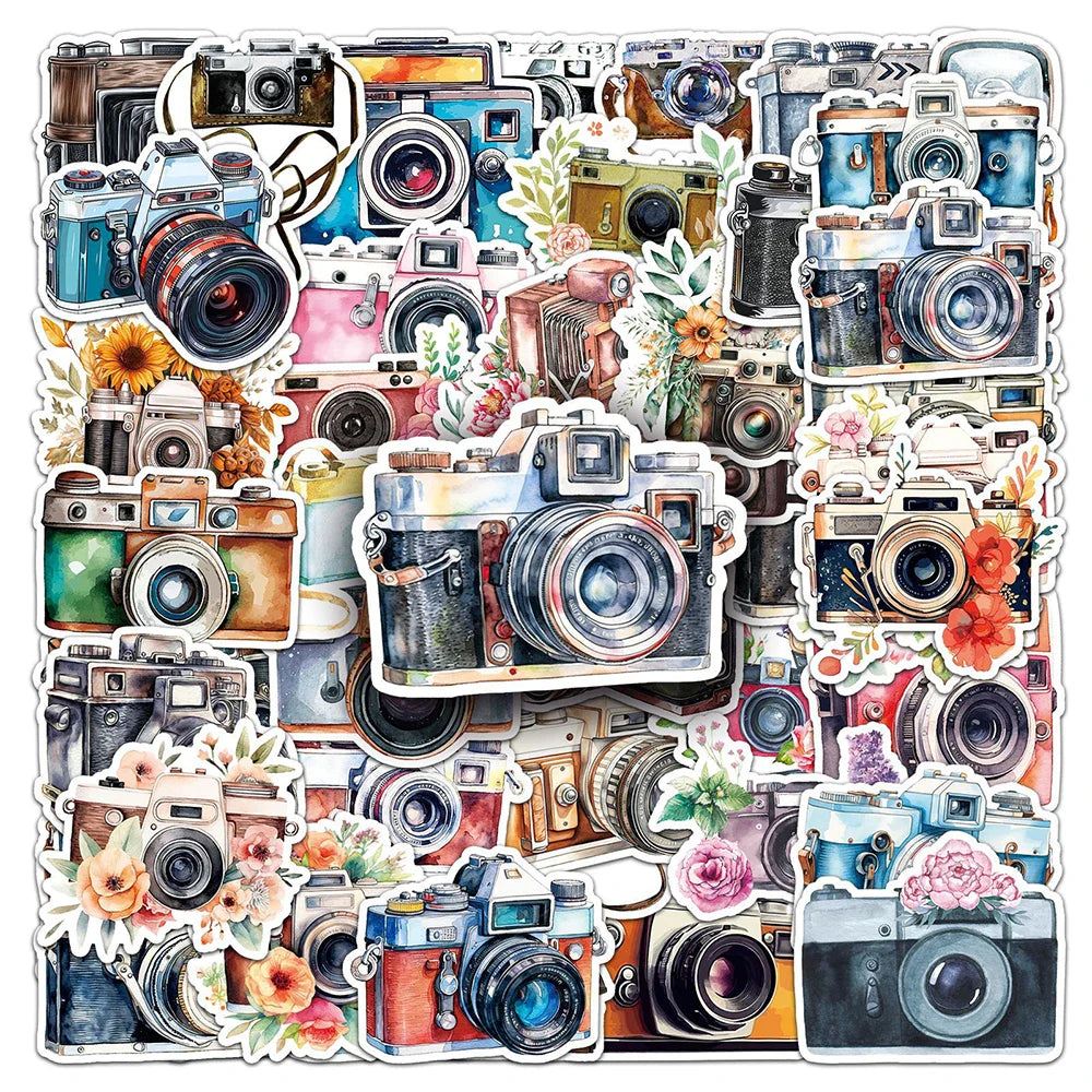 10/30/50pcs Cute Camera Cartoon Stickers Aesthetic Decals Laptop Travel Luggage Phone Diary Decoration Sticker Kids Classics Toy (Online Order Only)