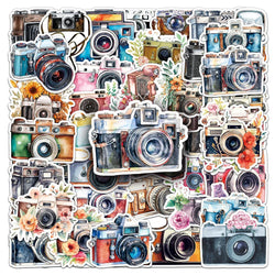 10/30/50pcs Cute Camera Cartoon Stickers Aesthetic Decals Laptop Travel Luggage Phone Diary Decoration Sticker Kids Classics Toy (Online Order Only)