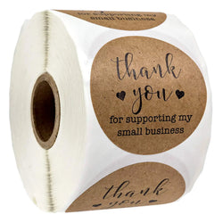 50-500pcs Round Natural Kraft Handmade Heart Thank You Stickers Scrapbooking For Gift Baking Package Adhesive Sticker Seal Label (ONLINE ORDER ONLY)