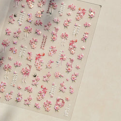 Antique Pear Blossom Peach Blossom Flower Swallow Pattern Adhesive Nail Art Stickers Spring Vibrant and Lively Manicure Decals (ONLINE ORDER ONLY)