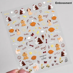 Bowknot Dog puppy Christmas Hat Strawberry Cake Food Coffee Cherry Love Heart Adhesive Nail Art Sticker Reliefs Manicure Decals (Online Order Only)