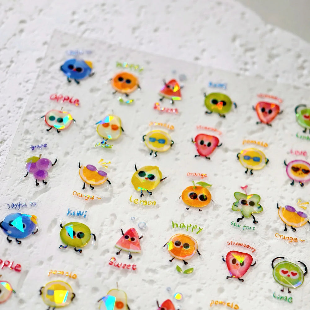 Interesting Joyful Fruits Apple Strawberry Orange Watermelon Grape Lemon Pear Vitamins Colored Nail Art Stickers Manicure Decals (ONLINE ORDER ONLY)