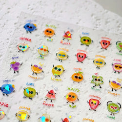 Interesting Joyful Fruits Apple Strawberry Orange Watermelon Grape Lemon Pear Vitamins Colored Nail Art Stickers Manicure Decals (ONLINE ORDER ONLY)