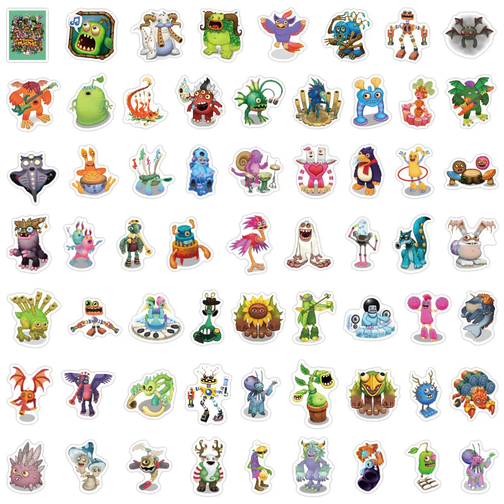 10/30/60PCS My Singing Monster Stickers Funny Music Game Sticker Scrapbook DIY Laptop Guitar Car Bike Skateboard Graffiti Decals (ONLINE ORDER ONLY)