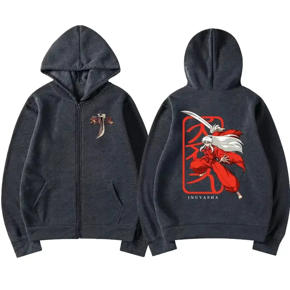 Inuyasha Graphic Zipper Hoodie Unisex Manga Jacket (ONLINE ORDER ONLY)