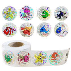 100-500pcs Holographic Rainbow Label Cartoon Marine Animal Stickers Children DIY Handmade Scrapbooking Stationery Sticker (ONLINE ORDER ONLY)
