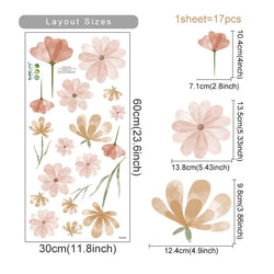 Boho Flower Wall Stickers Watercolor Removable Eco-friendly PVC Decals (Online Order Only)