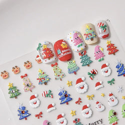 Black White Christmas Tree Snowflake Bowknot Snowman Socks Star Santa Hat Deer Rhinestone Winter Nail Art Sticker Manicure Decal (Online Order Only)