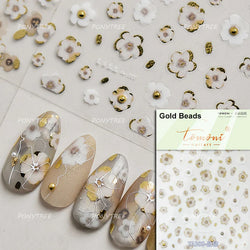 Charm Pink Yellow Flower Petal Stamen Stamen Peony Self Adhesive Nail Art Decorations Stickers Shiny Rhinestone Manicure Decals (ONLINE ORDER ONLY)