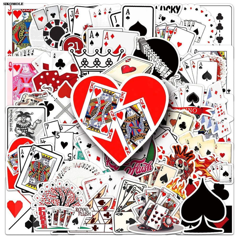 Cartoon Poker Stickers for Laptop Luggage Notebook Decals (Online Order Only)