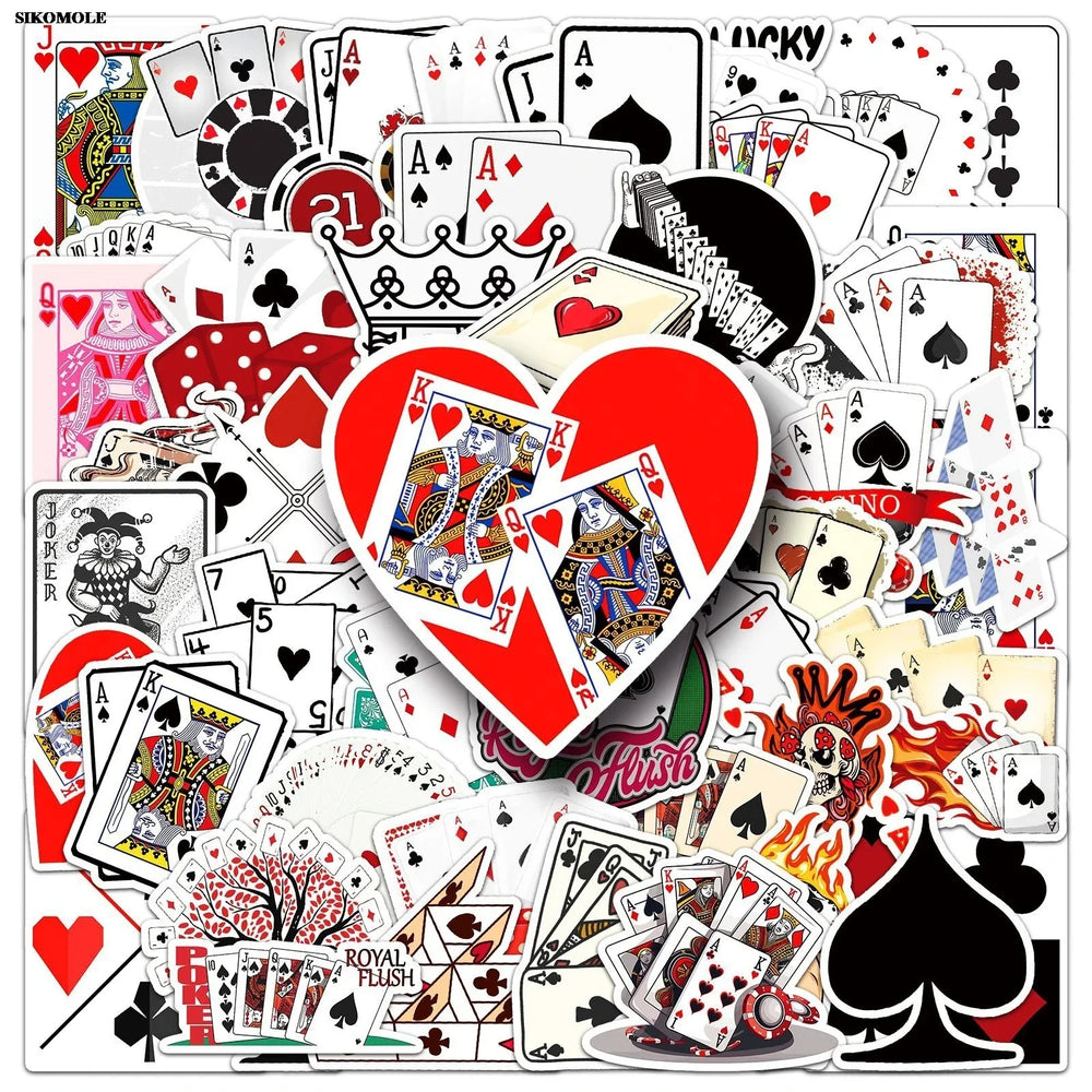 Cartoon Poker Stickers for Laptop Luggage Notebook Decals (Online Order Only)
