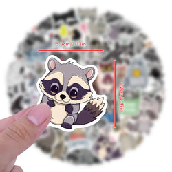 10/30/60PCS Kawaii Raccoon Stickers Cartoon Graffiti Cute Animal Decals DIY Ornament Car Bike Guitar Diary Scrapbook Kids Toy (ONLINE ORDER ONLY)