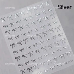 Shiny White Black Pink Bowknot Silk Ribbon Love Heart Charming Star Refined Lace Self Adhesive Nail Art Stickers Manicure Decals (ONLINE ORDER ONLY)