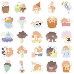 52PCS Ice Cream Stickers Girl Suitable for Drink Bottle Photo Luggage Laptop Car Trendy Decals Graffiti Sticker Ins Style (ONLINE ORDER ONLY)