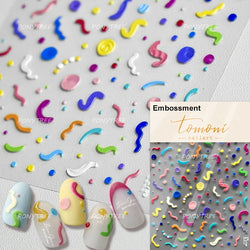 Colourful Graffiti Round Dot Line Water Droplet Cute Comma Geometric Jelly 5D Self Adhesive Nail Art Stickers Manicure Decals (Online Order Only)