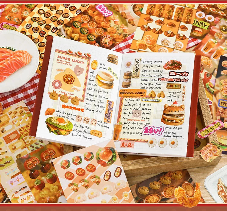 25 Pages Ins Retro Cute Food Cake Decorative Stickers Book Scrapbooking Phone Case DIY Journal Collage Material Sticker Gift (ONLINE ORDER ONLY)