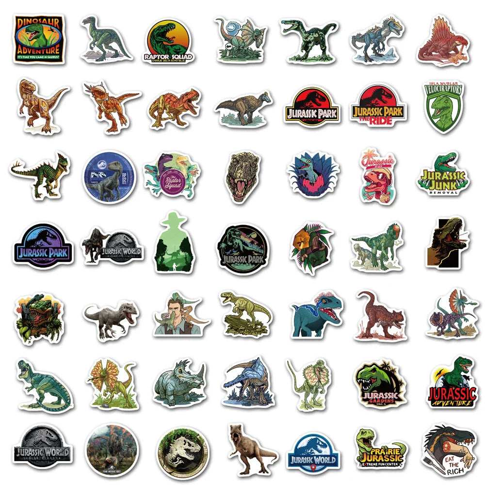 10/30/50PCS Cartoon Jurassic Park Dinosaur Forest Creative Graffiti Sticker Bike Scooter Helmet Laptop Computer Wholesale (Online Order Only)