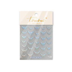 French Romantic Tassel Crescent Moon Laser Charming Gold Silver Arc Self Adhesive Nail Art Stickers Hot Stamping Manicure Decals (Online Order Only)