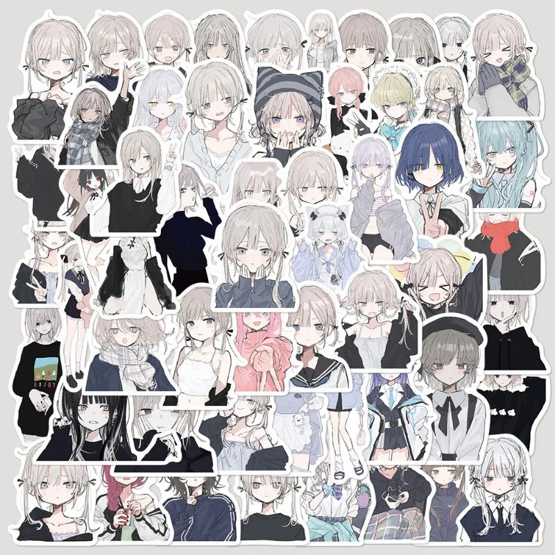 56pcs Anime Sick Girl Stickers for Helmet, Wall, DIY Decoration Wholesale (Online Order Only)
