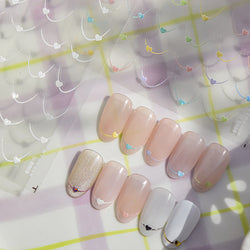 Mini Love Heart Arc Curved Line French Style Minimalist Colourful Self-adhesive Nail Art Decorations Stickers Manicure Decals (Online Order Only)