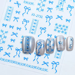 Gold Silver White Black Pink Blue Bowknot Ribbon Flat 3D Line Gird Strap Tie Elegant Charming Nail Art Stickers Manicure Decals (ONLINE ORDER ONLY)