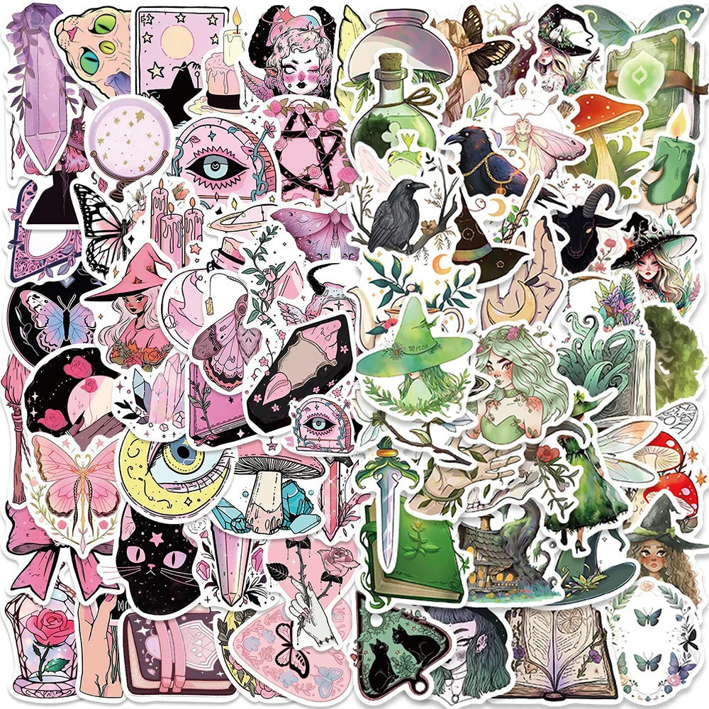 Kawaii Pharmacist Witch Stickers - 10/30/50/100pcs for Laptop, Suitcase, Phone, Diary (Online Order Only)