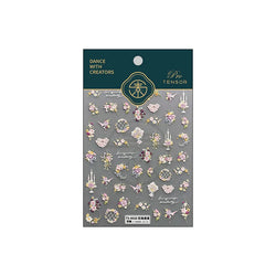 Romantic Flowers Bouquet Butterfly Rose Bowknot Candlestick Wreath Love Heart 5D Self Adhesive Nail Art Stickers Manicure Decals (Online Order Only)