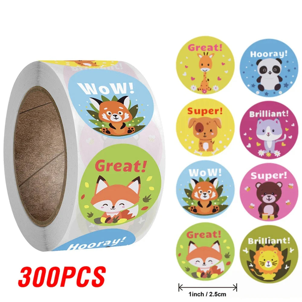 100-500pcs Kids Reward Stickers Puppy Dog Cat Encouragement Labels for Teachers Cute Animals Sticker Stationery Pegatinas (ONLINE ORDER ONLY)
