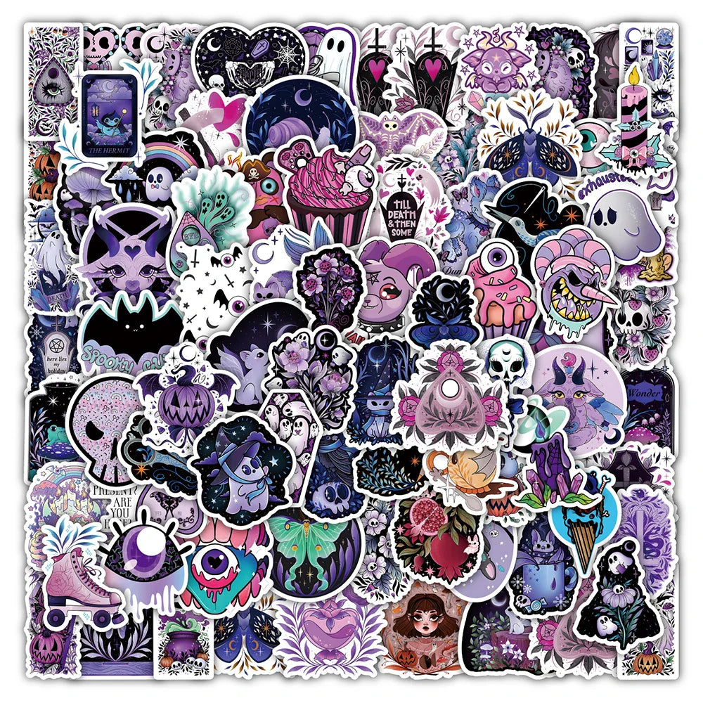 10/30/50/100PCS Cute Gothic Halloween Witch Graffiti Stickers Waterproof Skateboard Laptop Motorcycle Luggage Car Sticker Decal (Online Order Only)