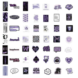 10/30/60PCS INS Purple Black PVC Sticker Aesthetic DIY Decoration Scrapbooking Stationery Hand Accounting Supplies for Kids (ONLINE ORDER ONLY)