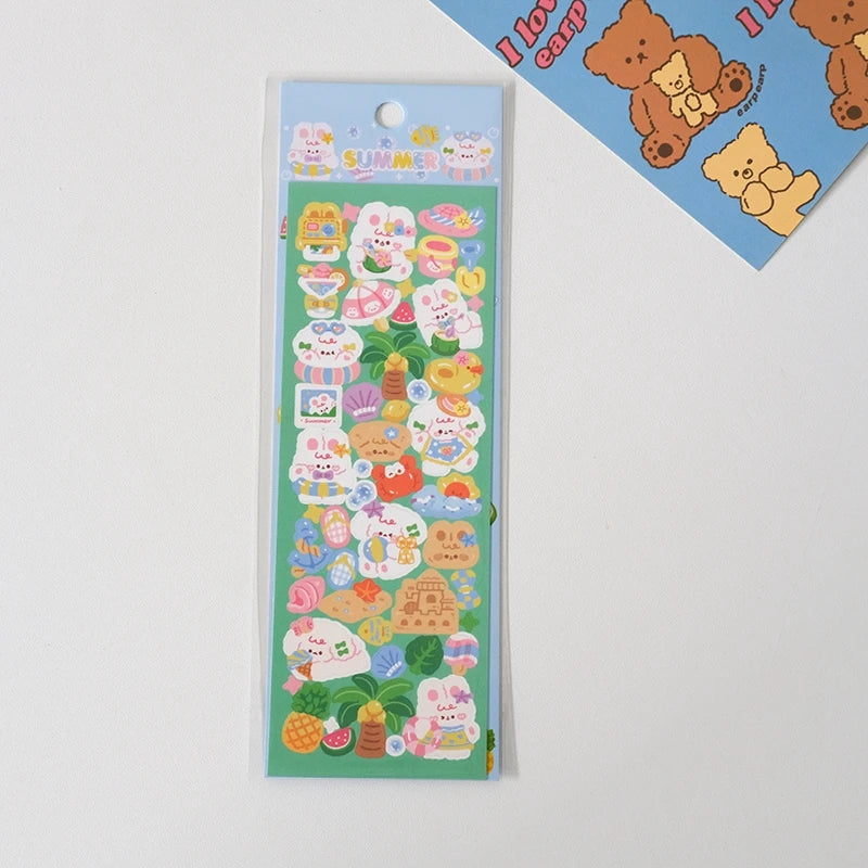 5Pcs Korean ins Cute Dog Rabbit Decorative Stickers Hand Account Idol Card DIY Material Scrapbooking Sticker Kawaii Stationery (ONLINE ORDER ONLY)