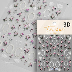 Retro Glass Geometry Glaze Rectangle Round Rose Camellia Adhesive Nail Art Stickers Frame Gemstone Charm Noble Manicure Decals (ONLINE ORDER ONLY)