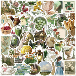 Retro Cute Green Stickers Set: DIY Decor for Phone, Notebook, Bike, Suitcase, Car, Kids Toys (Online Order Only)