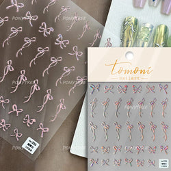 Pink Blue Purple Lovely Line Bowknot Lace Arc Curve Romantic Delicate Cording Embossed Adhesive Nail Art Sticker Manicure Decal (ONLINE ORDER ONLY)