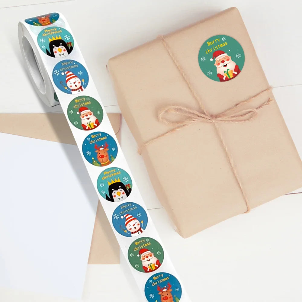 500 Pcs/Roll Merry Christmas Santa Claus Sticker Gift Decoration Sealing Stickers Children's Reward Sticker (ONLINE ORDER ONLY)