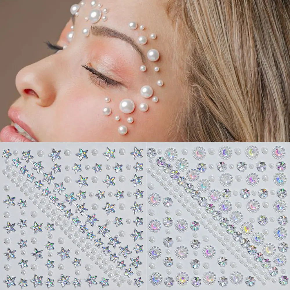 1pc Star-Shaped Rhinestone Sticker Sparkling Acrylic Rhinestone Face Decals Butterfly & Floral Designs for Party/Stage/Festivals (ONLINE ORDER ONLY)