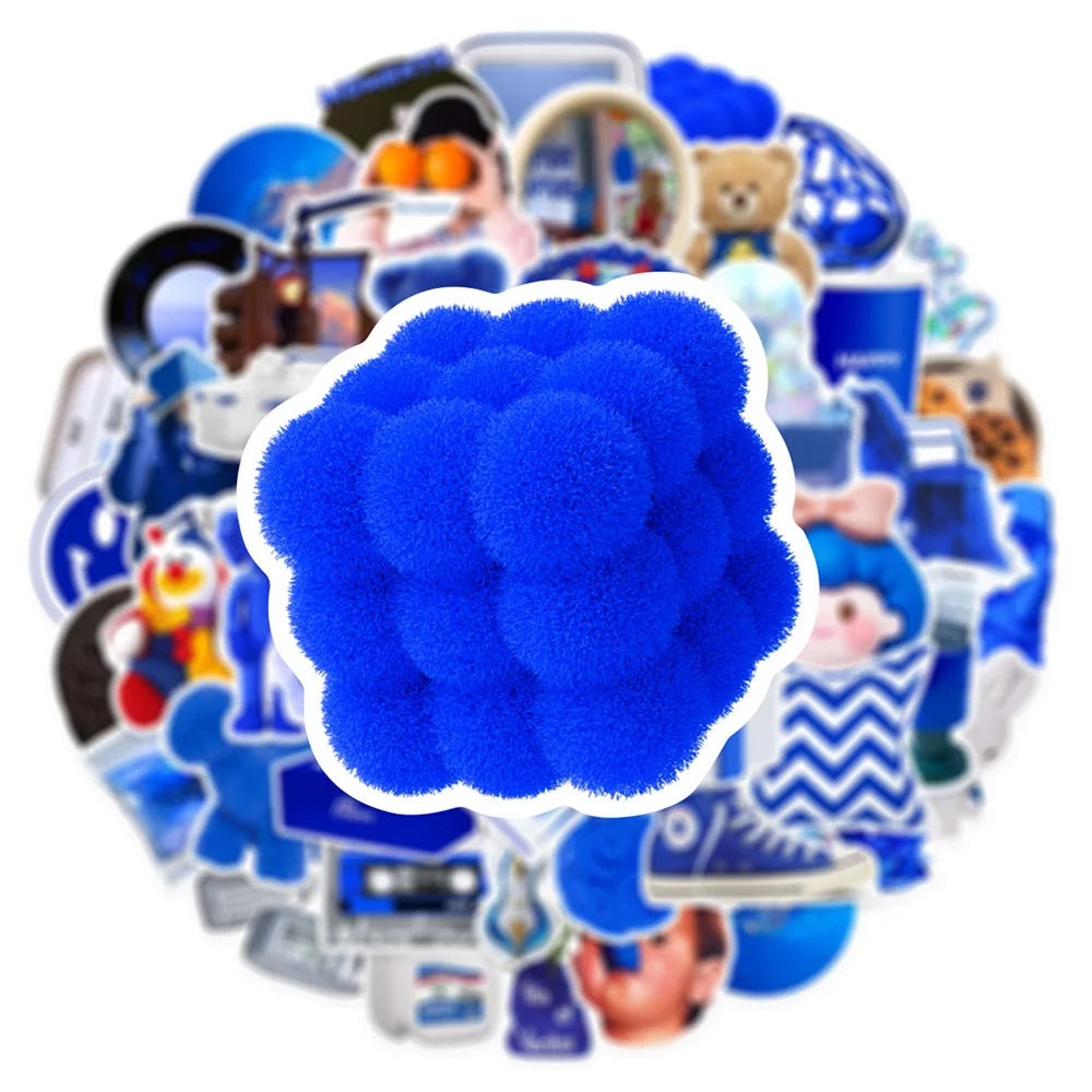 10/30/50PCS Funny Blue Cartoon Ins Style Stickers Toys DIY Notebook Phone Bike Skateboard Suitcase Waterproof Cute Decals Gifts (ONLINE ORDER ONLY)