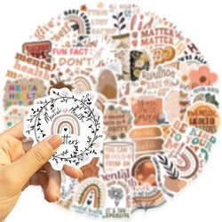 50PCS Boho Mental Health PVC Sticker Aesthetic DIY Children's Decoration Scrapbooking Stationery Hand Accounting Tool Supplies (ONLINE ORDER ONLY)
