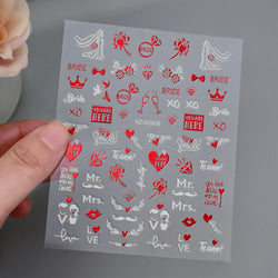 1pc Bohemian Valentine Nail Stickers 3D Self-Adhesive Fantasy Nail Art Glitter Sun, Heart, Lock, Star & Moon Designs Nail Decals (ONLINE ORDER ONLY)