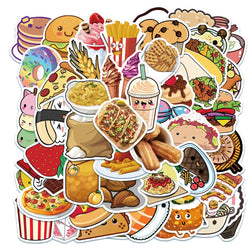 50Pcs Cartoon Gourmet Food Graffiti Stickers For Children Toys Luggage Laptop iPad Skateboard Notebook Stickers Wholesale (ONLINE ORDER ONLY)